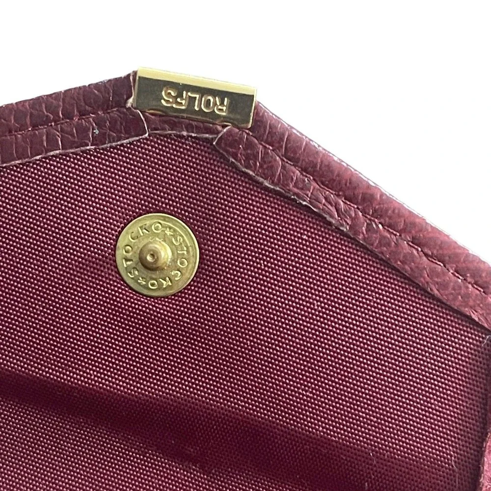 Rolfs Trifold Press Lock Key Kaddy Holder Case Burgundy Gold Lambskin Vintage - Picture 9 of 9